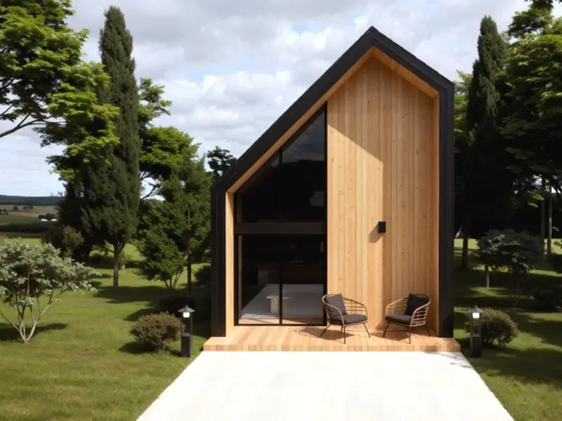 Render del modelo Cedro, fachada con galería