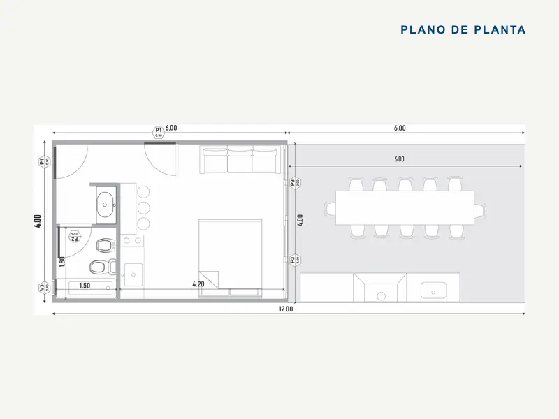 Plano de planta del modelo Paraíso